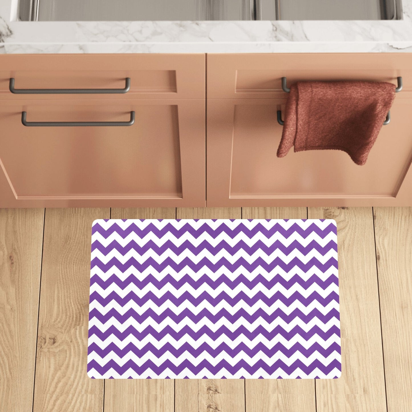 Chevron Purple Pattern Print Design 03 Kitchen Mat