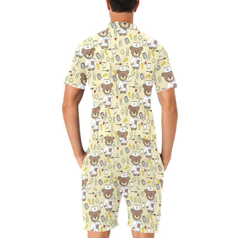 Nurse Bear Pattern Print Design A02 Men's Romper