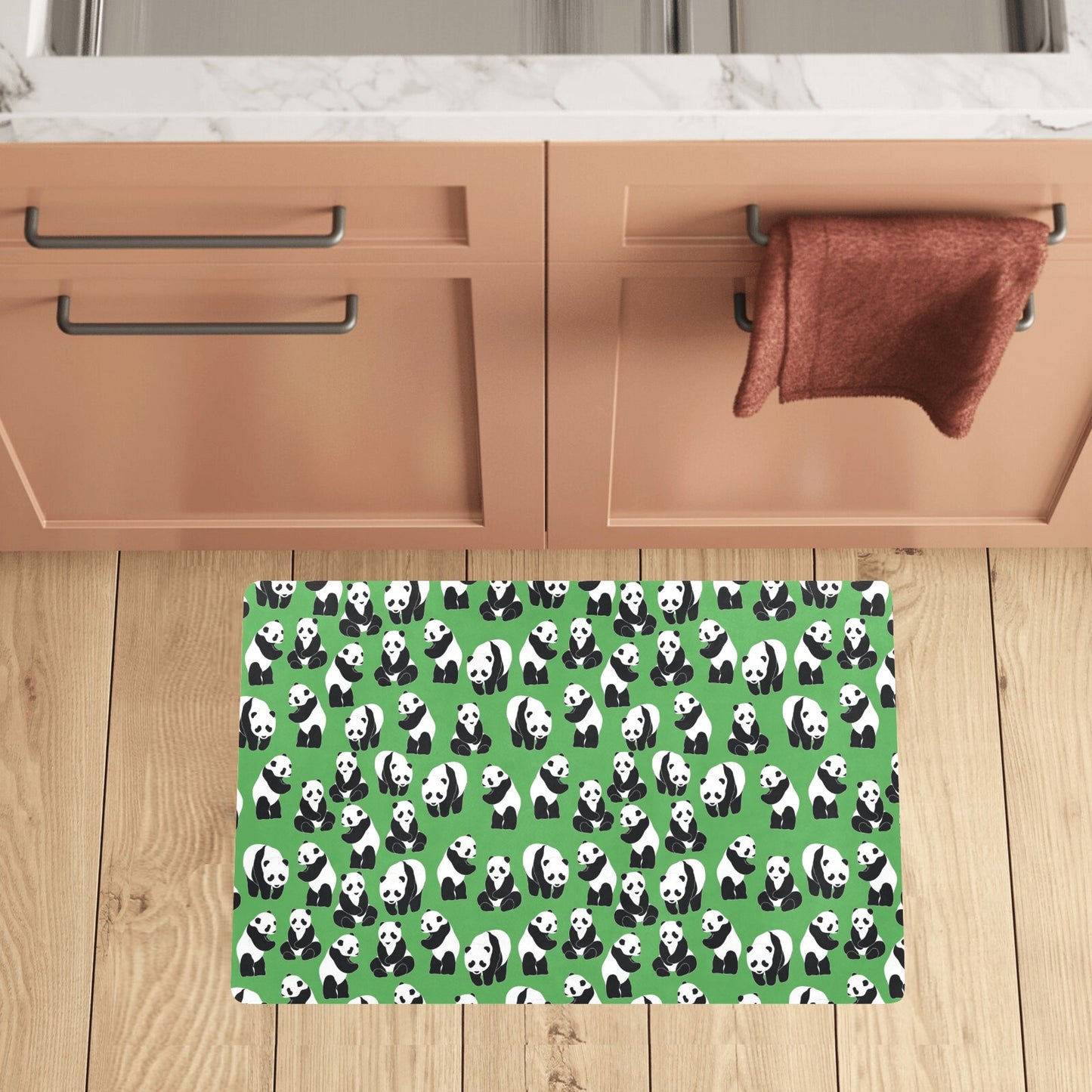 Panda Bear Pattern Themed Print Kitchen Mat