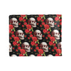 Red Rose Skull Design Print Men's ID Card Wallet