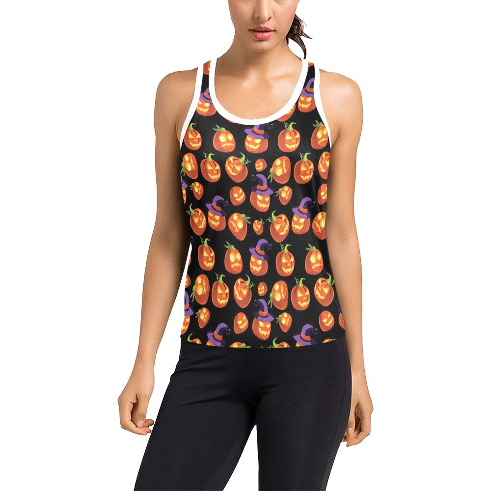 Witch Pumpkin Halloween Print LKS302 Women's Racerback Tank Top