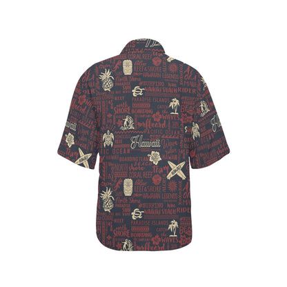 Hawaiian Themed Pattern Print Design H017 Women's Hawaiian Shirt
