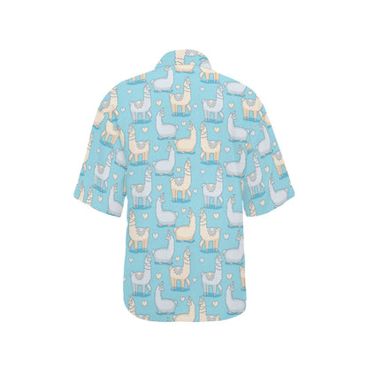 Alpaca Pattern Print Design 06 Women's Hawaiian Shirt