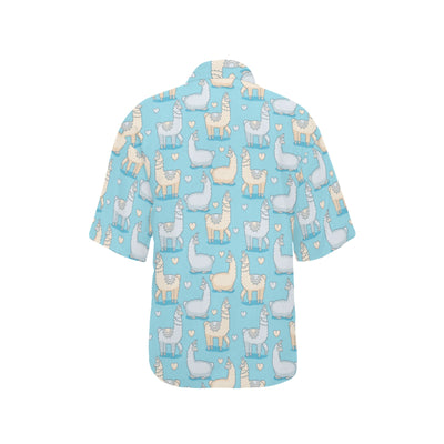 Alpaca Pattern Print Design 06 Women's Hawaiian Shirt