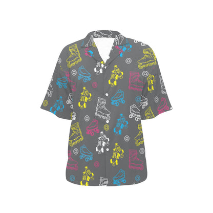 Roller skate Pattern Print Design A02 Women's Hawaiian Shirt