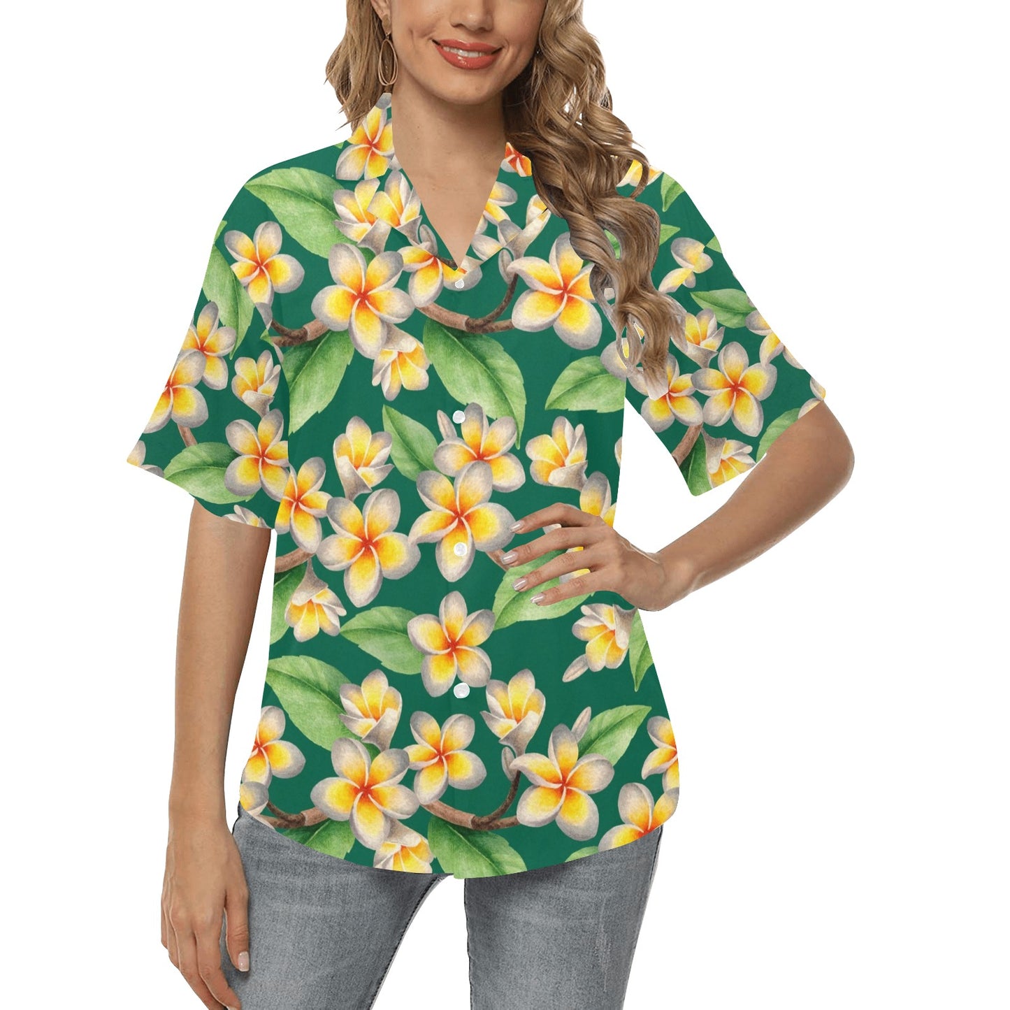 Plumeria Pattern Print Design PM07 Women's Hawaiian Shirt