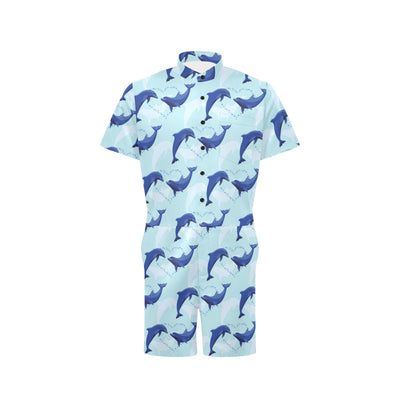 Dolphin Heart Pattern Men's Romper