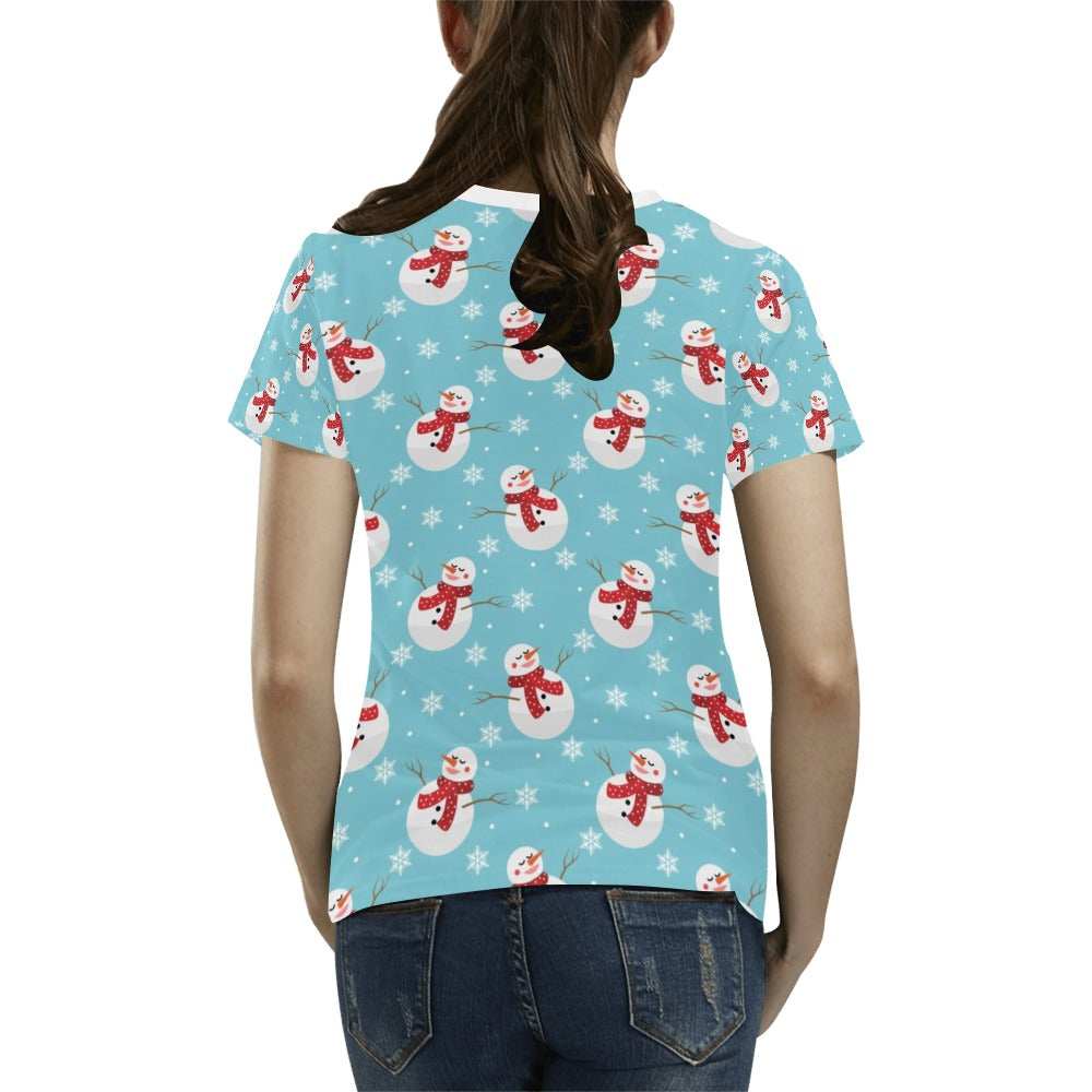 Snowman Print Design LKS304 Women's  T-shirt