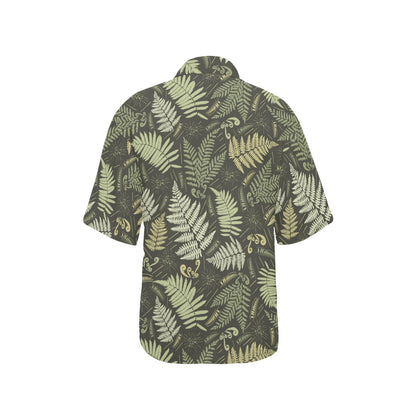 Fern Leave Green Print Pattern Women's Hawaiian Shirt
