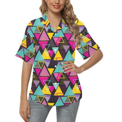 Geometric Colorful Pattern Print Design 02 Women's Hawaiian Shirt