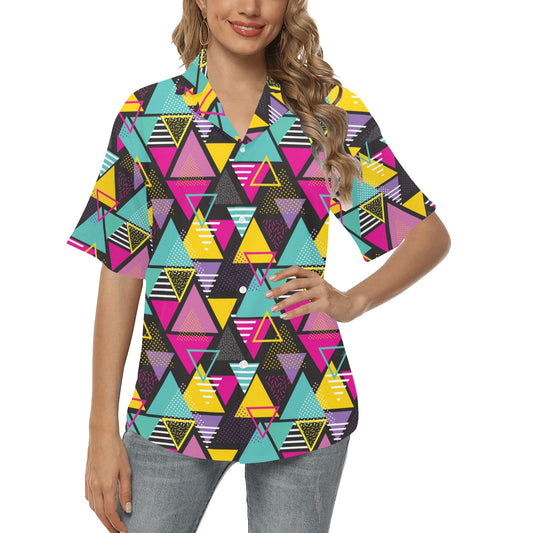 Geometric Colorful Pattern Print Design 02 Women's Hawaiian Shirt