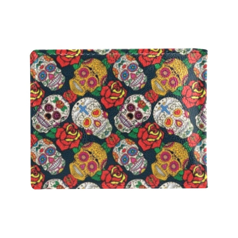 Sugar Skull Print Design LKS306 Men's ID Card Wallet