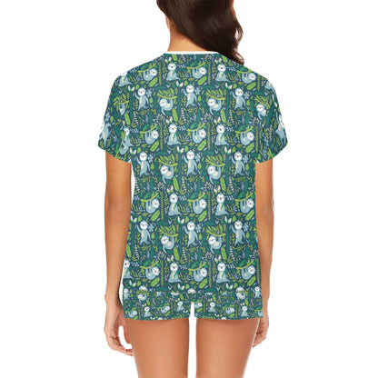 Sloth Print Design LKS304 Women's Short Pajama Set
