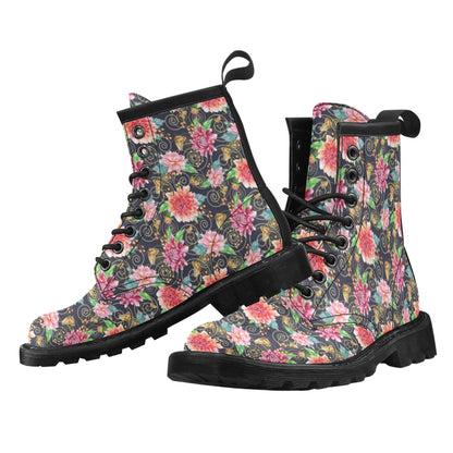 Dahlia Pattern Print Design DH02 Women's Boots