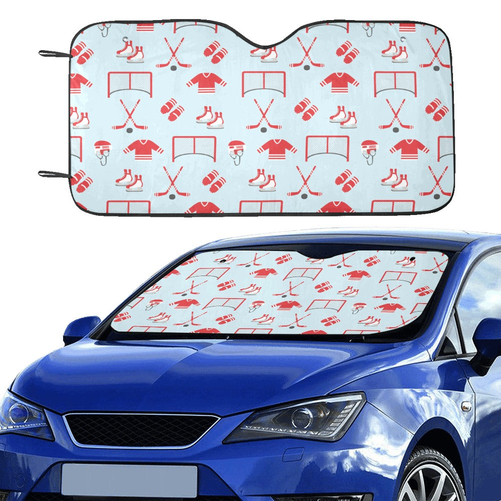 Hockey Red Equipment Print Design LKS305 Car front Windshield Sun Shade