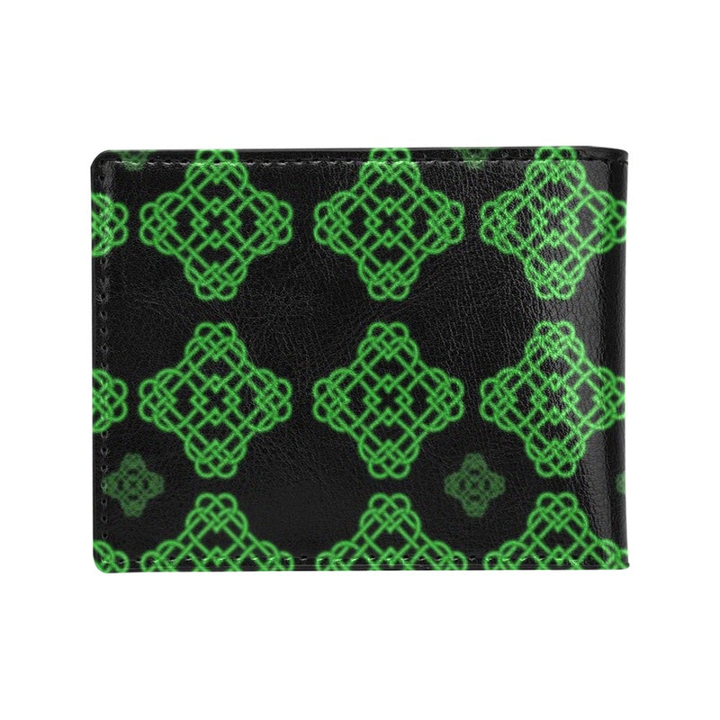 Celtic Knot Green Neon Design Men's ID Card Wallet