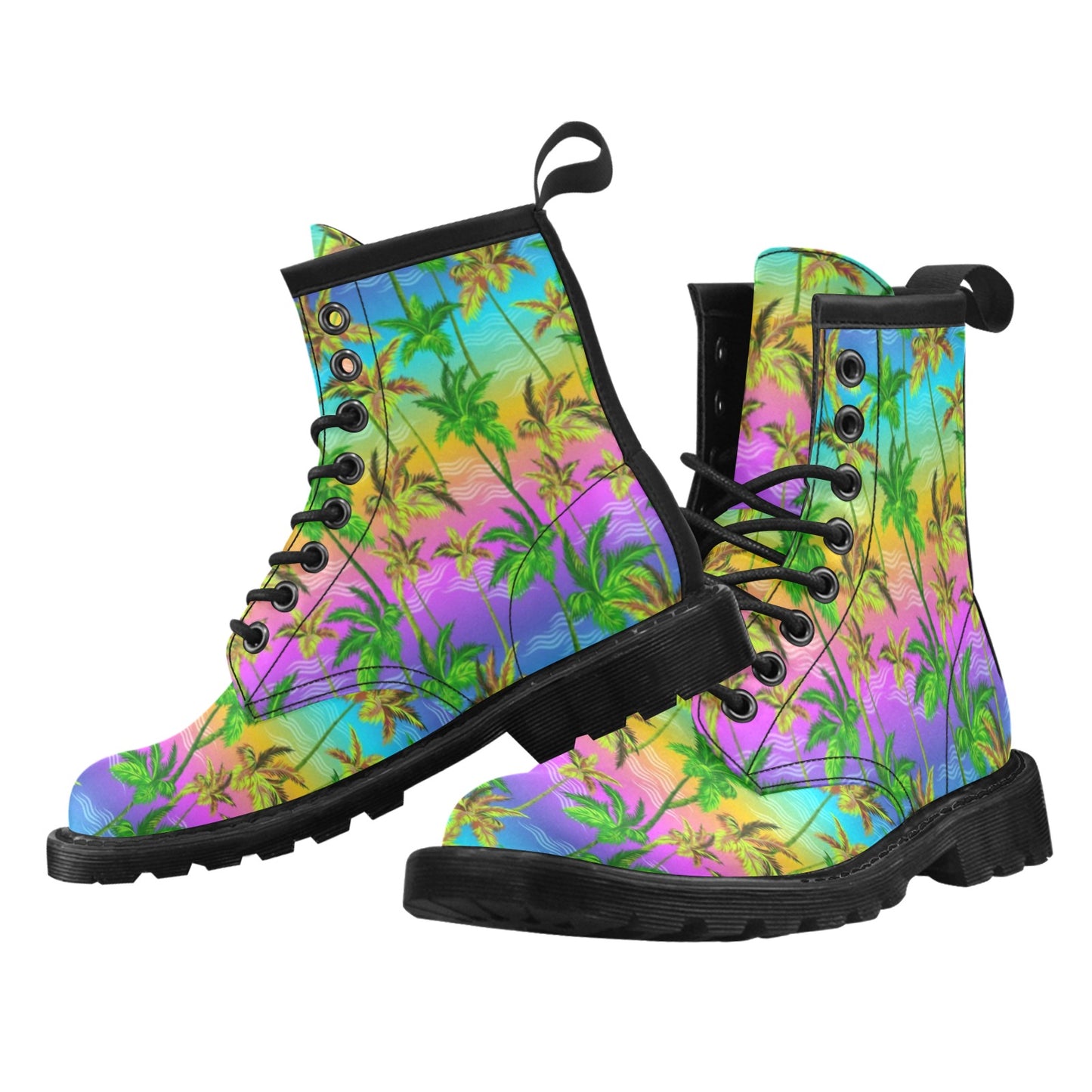 Palm Tree Rainbow Pattern Women's Boots