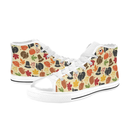 Thanksgiving Print Design LKS303 High Top Women's White Shoes