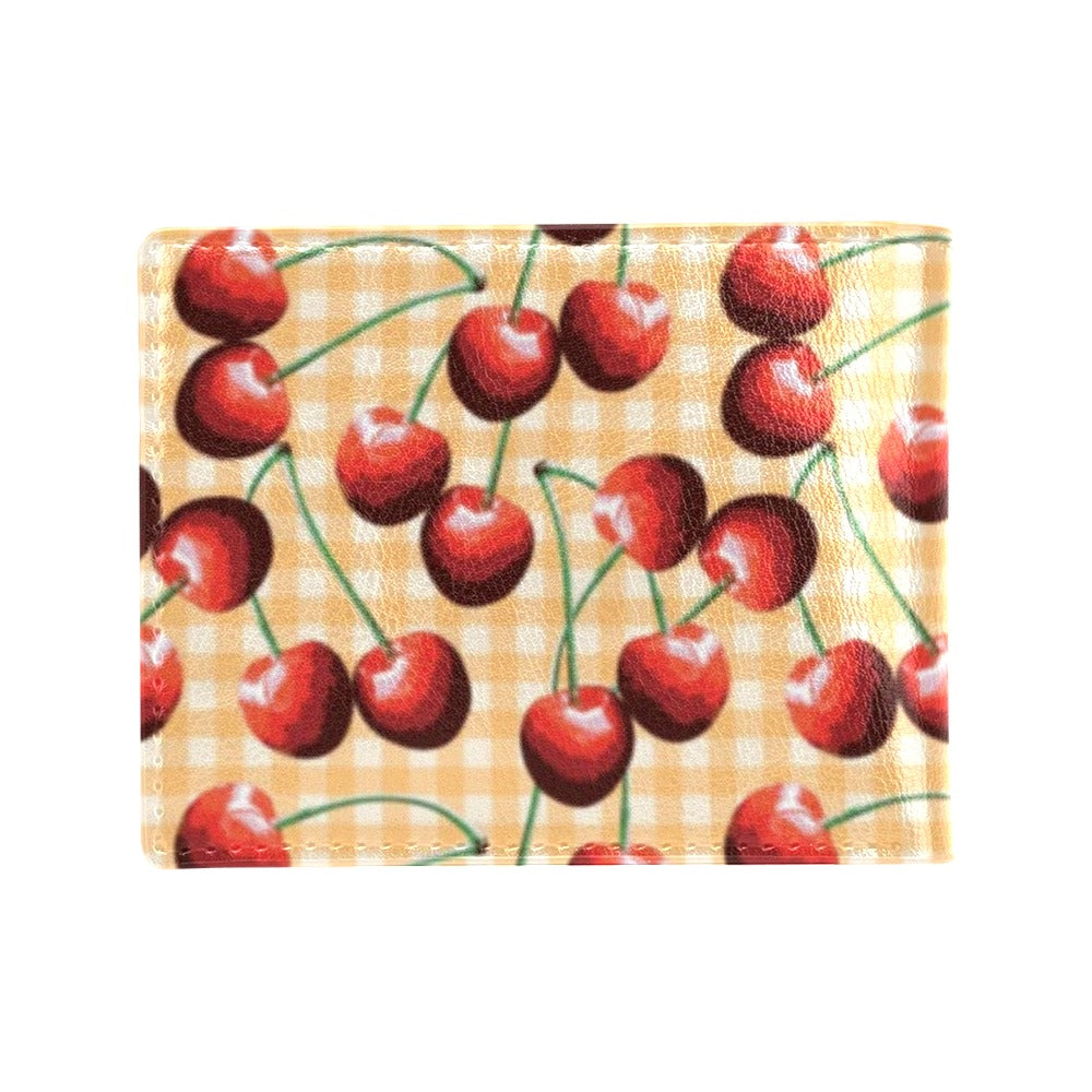 Cherry Orange Plaid Print Men's ID Card Wallet