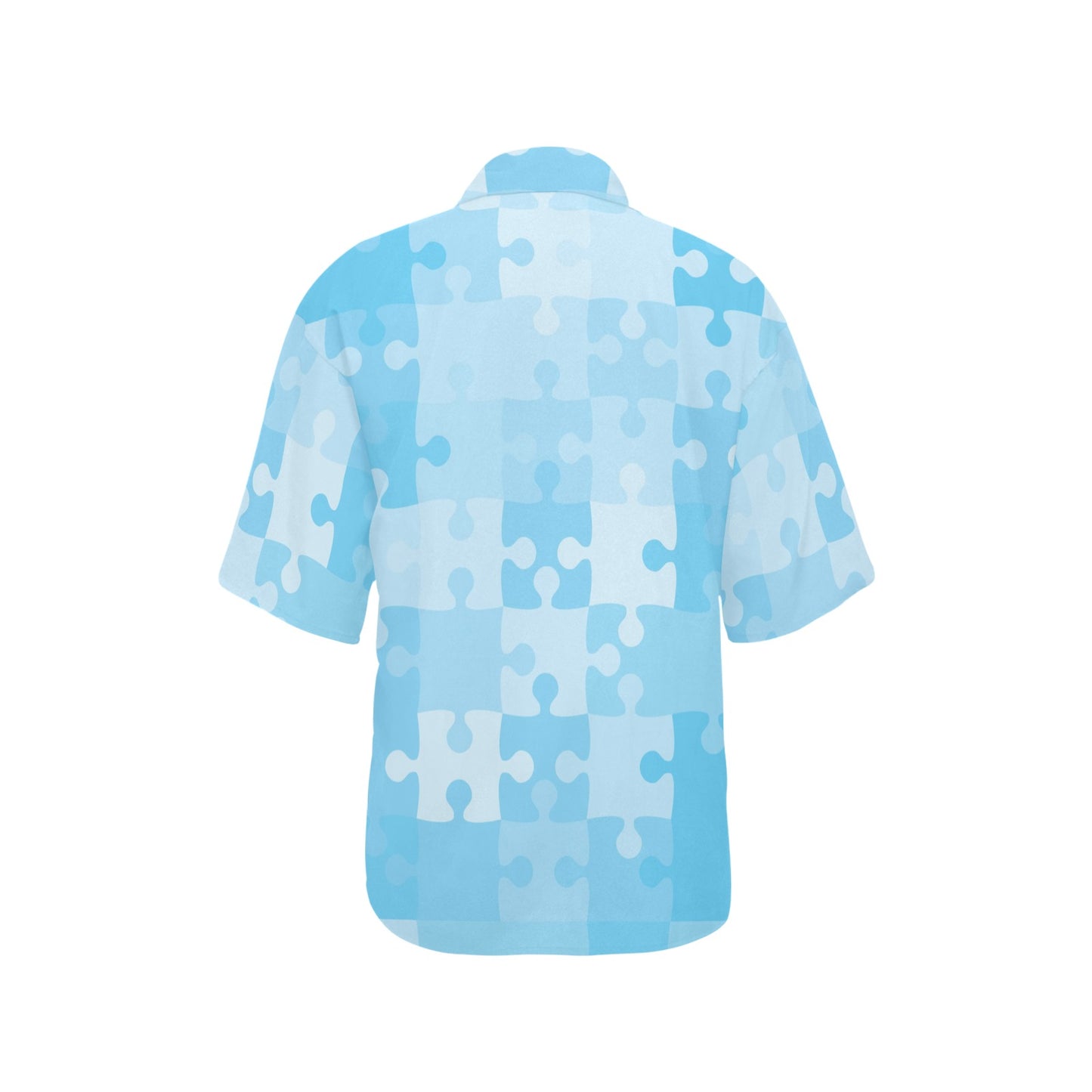 Puzzle Blue Pattern Print Design A04 Women's Hawaiian Shirt