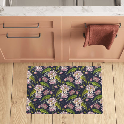 lotus Embroidered Pattern Print Design LO06 Kitchen Mat