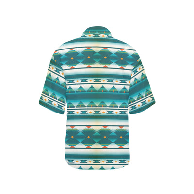 Blue Tribal Aztec Women's Hawaiian Shirt