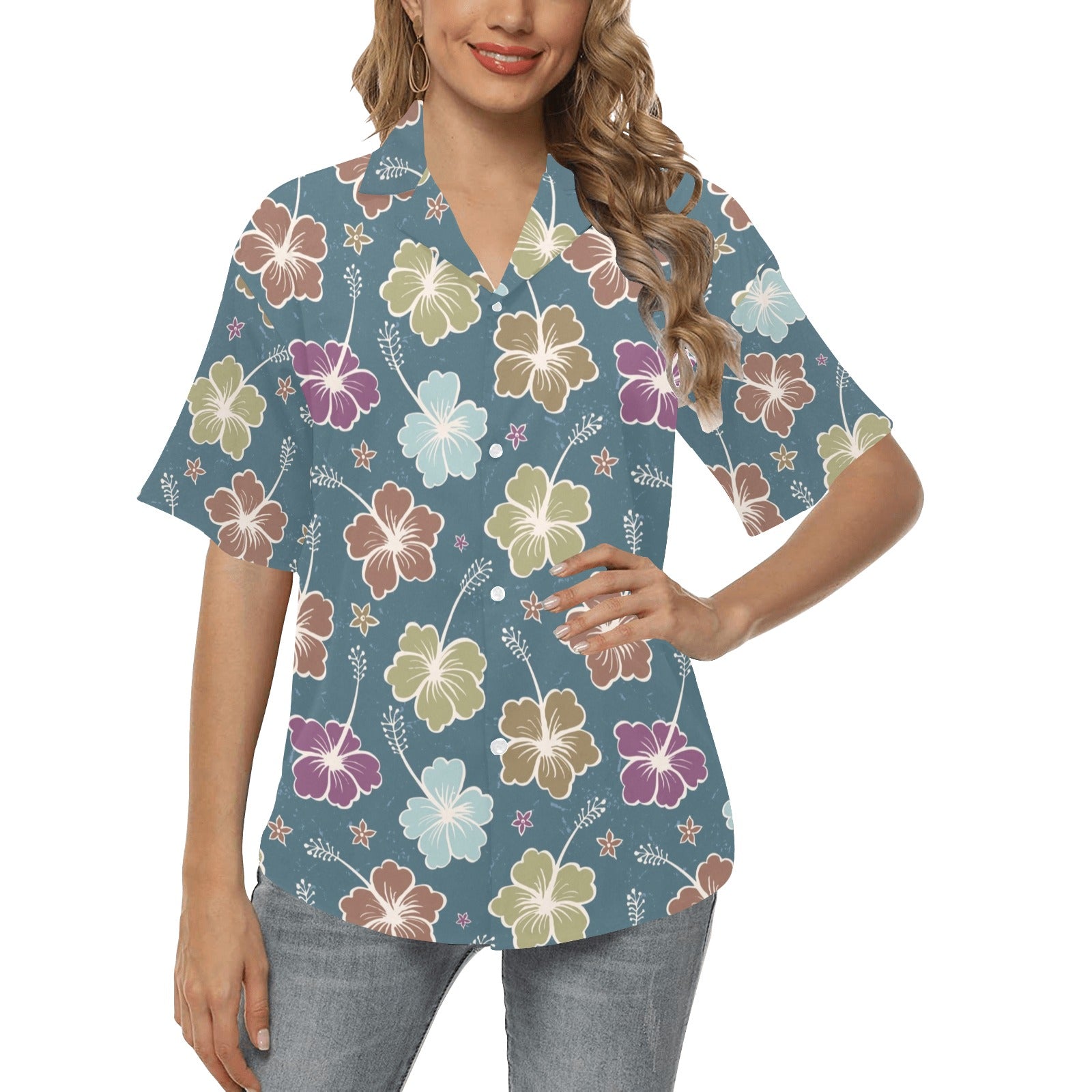 Hibiscus Pattern Print Design HB033 Women's Hawaiian Shirt