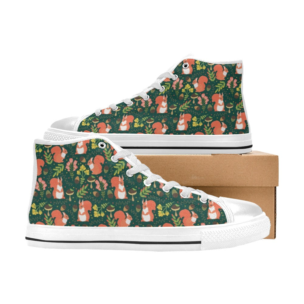 Squirrel Print Design LKS302 High Top Women's White Shoes