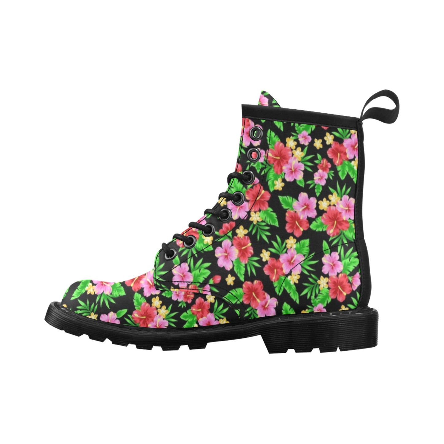 Pink Red Hibiscus Pattern Print Design HB023 Women's Boots