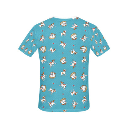 Russell Terriers Playing Print Design LKS305 Women's  T-shirt