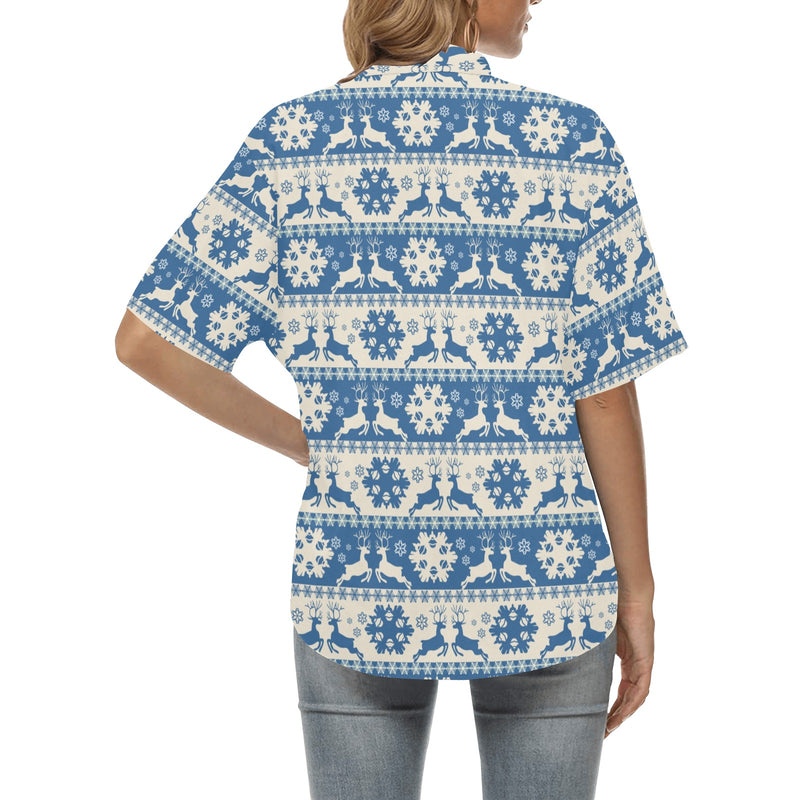 Reindeer Print Design LKS401 Women's Hawaiian Shirt