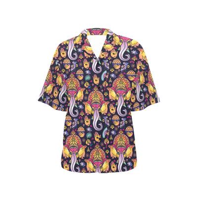 Ganesha Indian Pattern Print Design 03 Women's Hawaiian Shirt