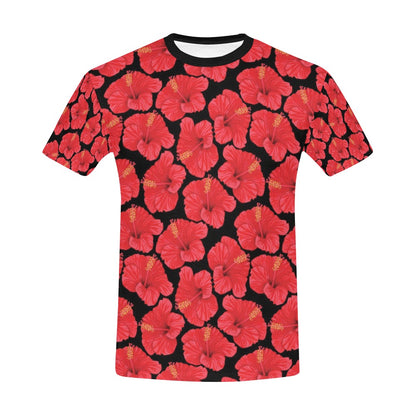 Hibiscus Red Pattern Print Design LKS306 Men's All Over Print T-shirt