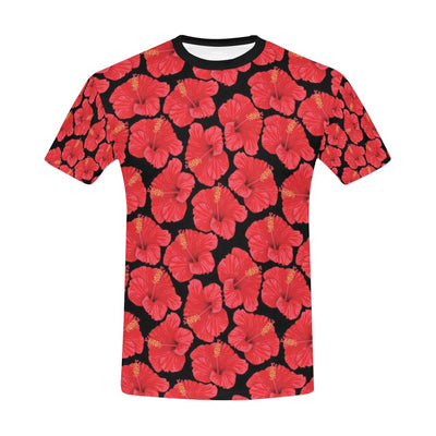 Hibiscus Red Pattern Print Design LKS306 Men's All Over Print T-shirt