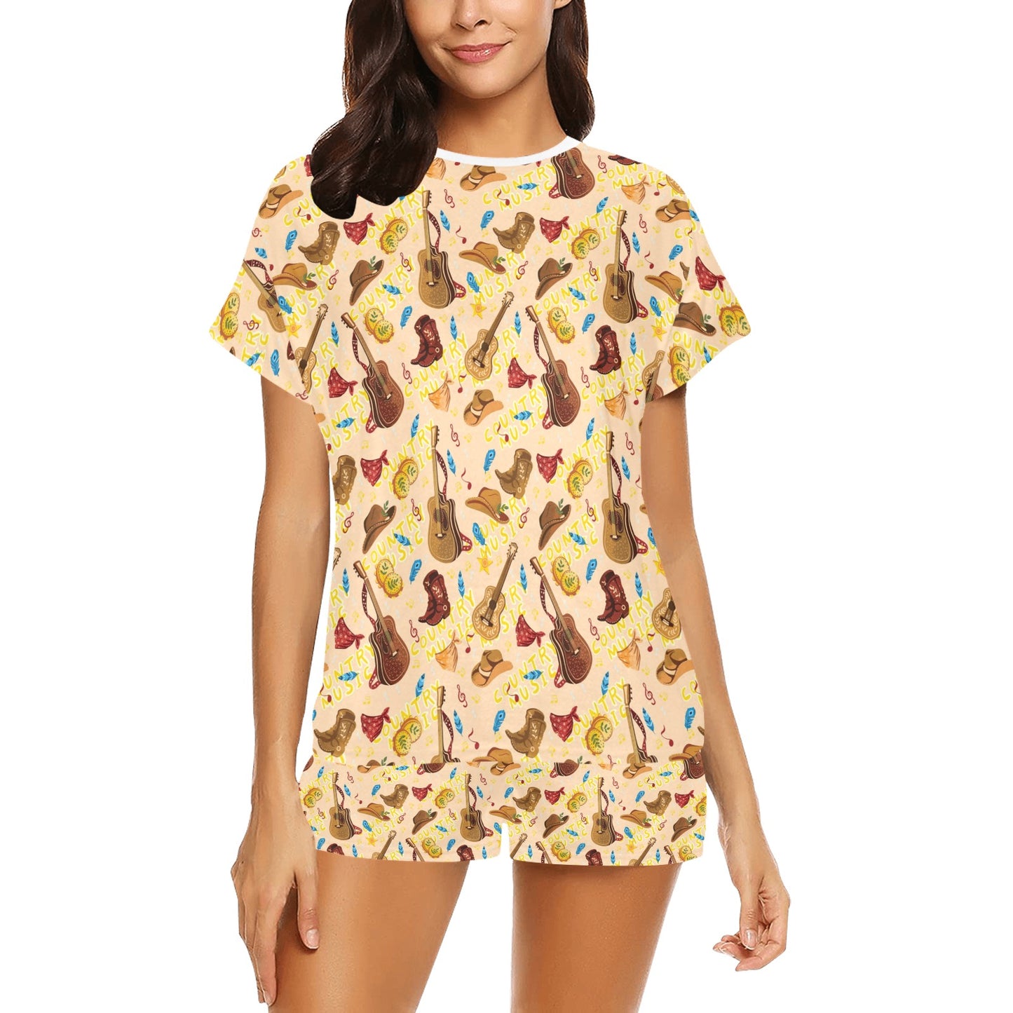 Western Lifestyle Print Design LKS303 Women's Short Pajama Set