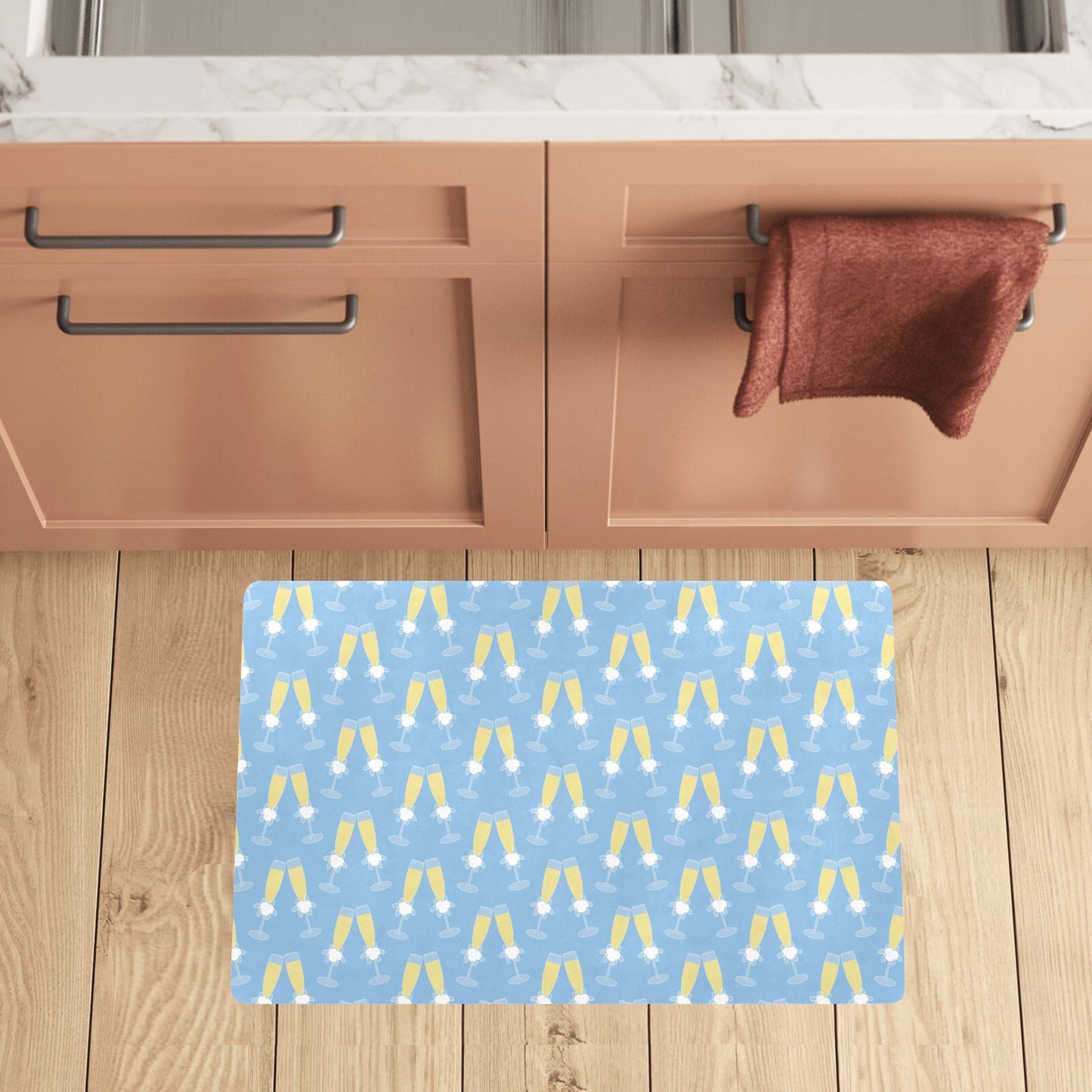 Champagne Pattern Print Design 06 Kitchen Mat