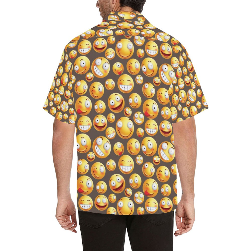 Smiley Face Emoji Print Design LKS303 Men's Hawaiian Shirt