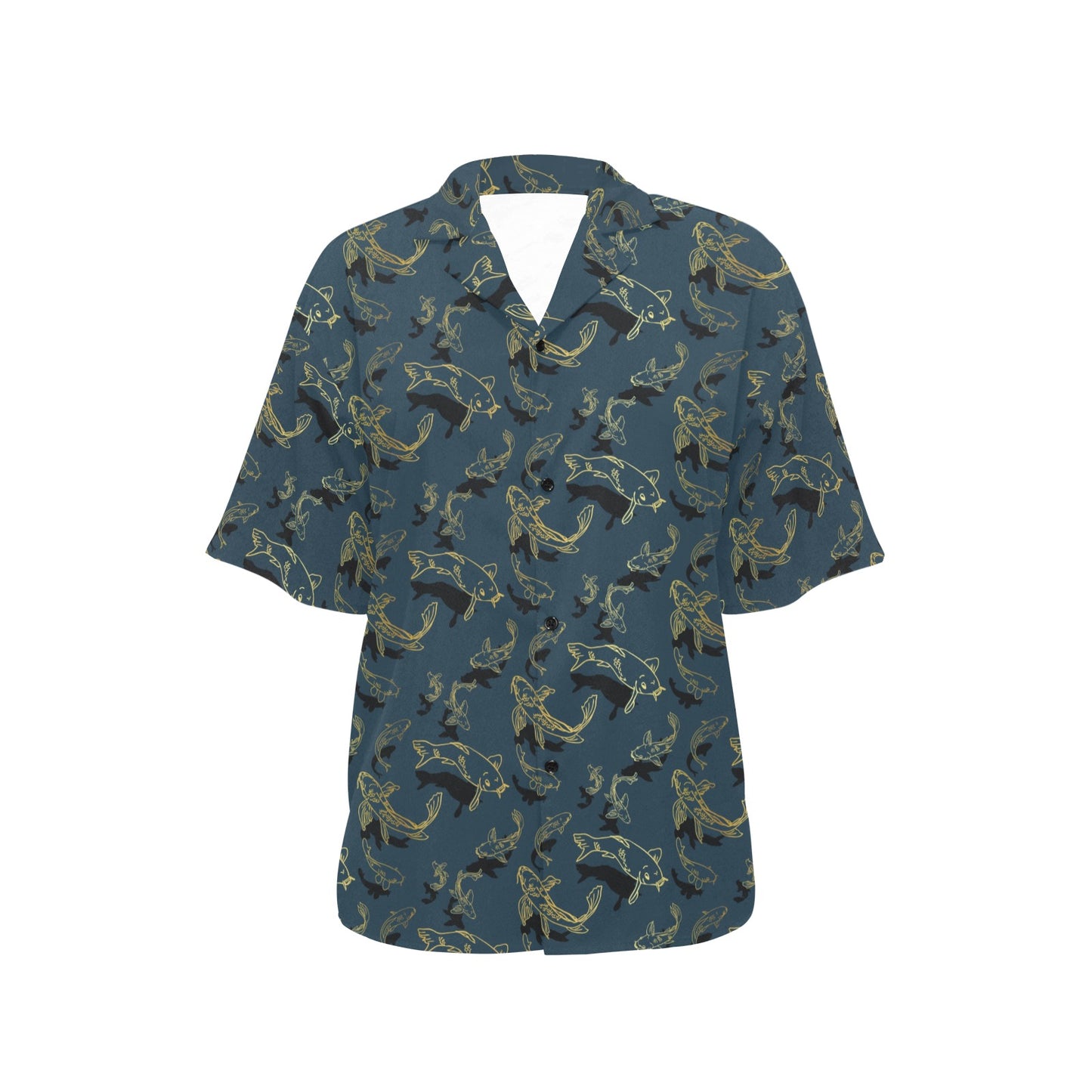 Koi Carp Gold Design Themed Print Women's Hawaiian Shirt