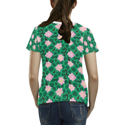 Water Lily Print Design LKS303 Women's  T-shirt