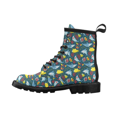 Scuba With Sharks Print Design LKS303 Women's Boots