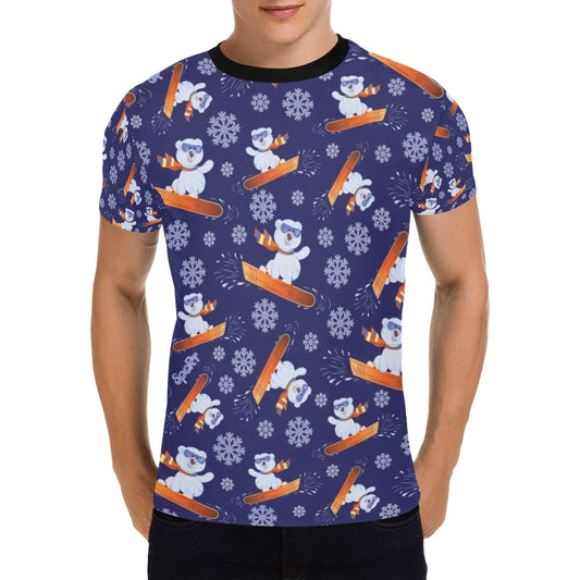 Snowboard Bear Print Design LKS305 Men's All Over Print T-shirt