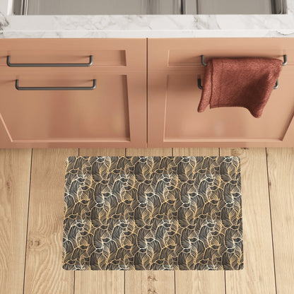 Elegant Gold leaf Print Kitchen Mat