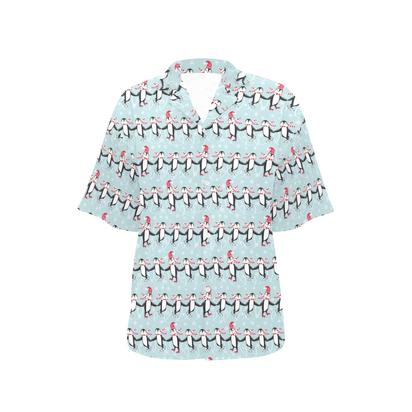 Penguin Sking Design Women's Hawaiian Shirt