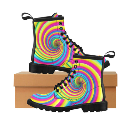 Vortex Twist Swirl Rainbow Design Women's Boots