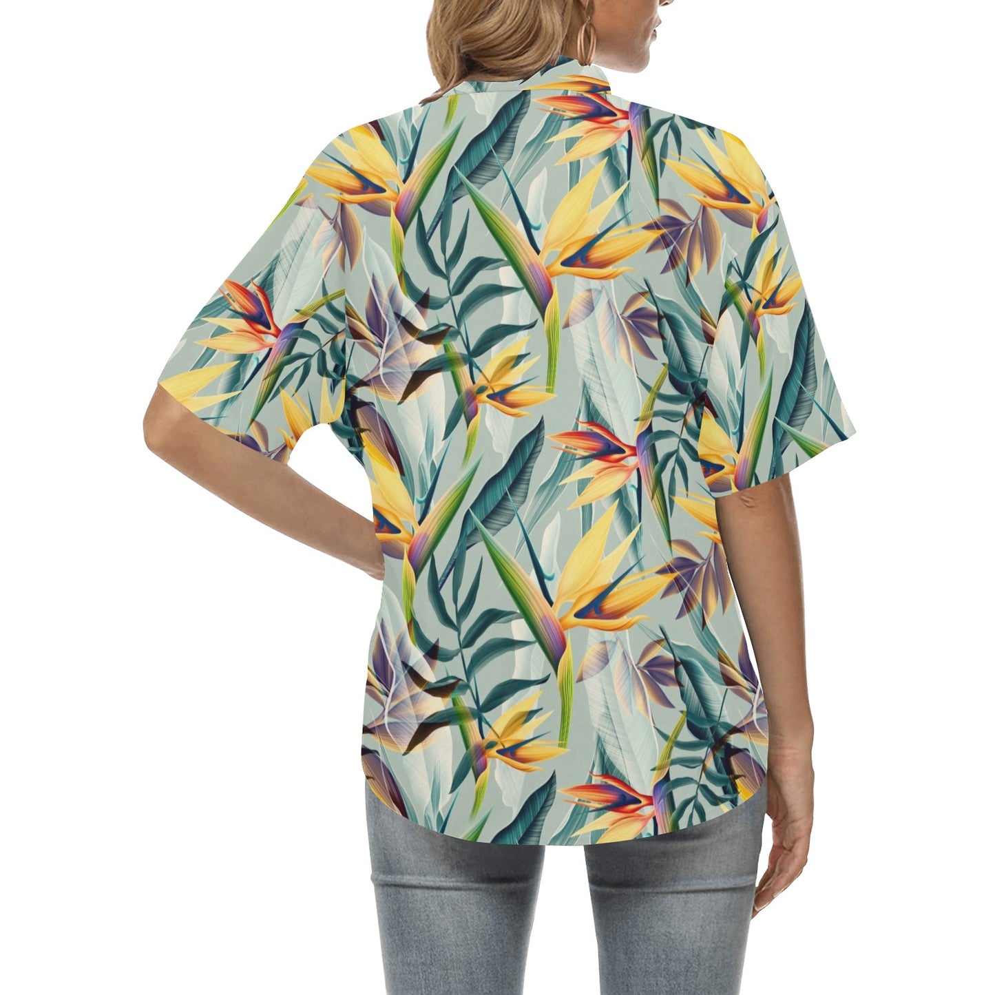 Tropical Flower Pattern Print Design TF022 Women's Hawaiian Shirt