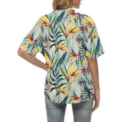 Tropical Flower Pattern Print Design TF022 Women's Hawaiian Shirt