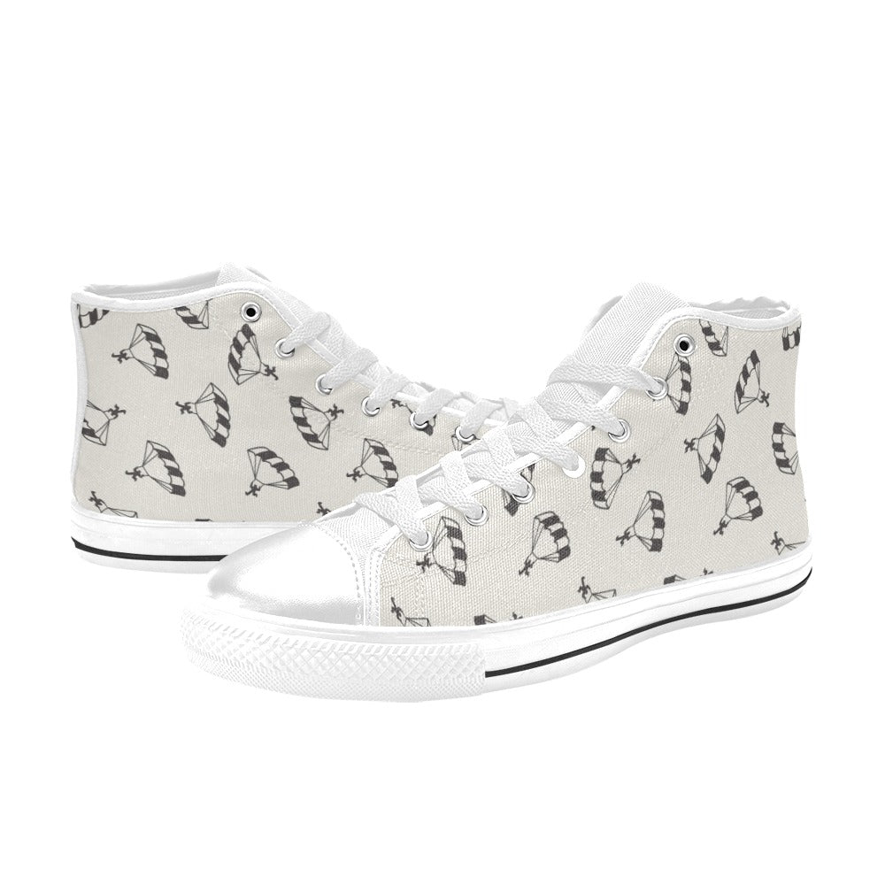 Skydiver Print Design LKS301 High Top Women's White Shoes