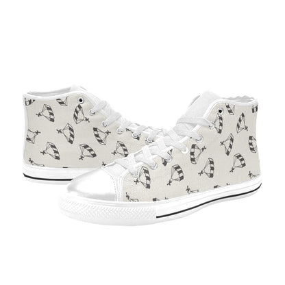 Skydiver Print Design LKS301 High Top Women's White Shoes
