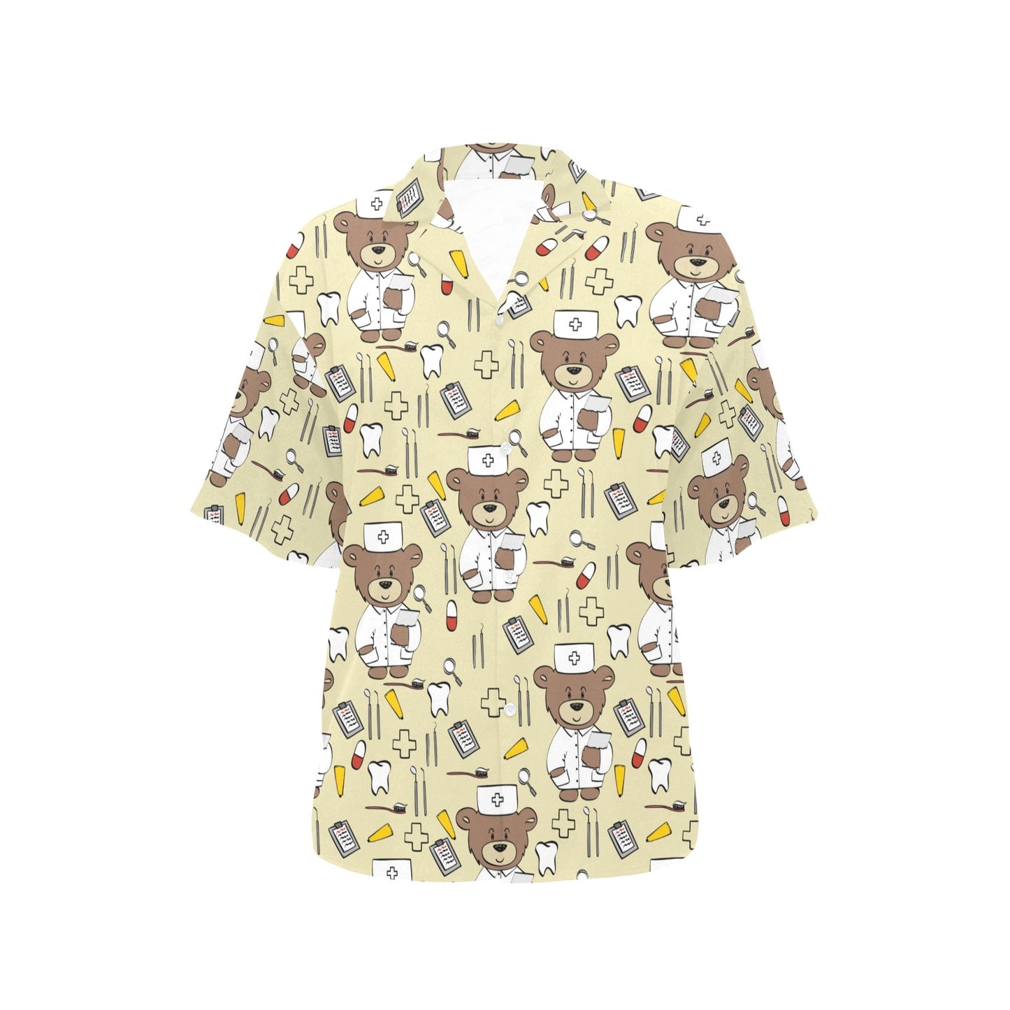 Nurse Bear Pattern Print Design A02 Women's Hawaiian Shirt