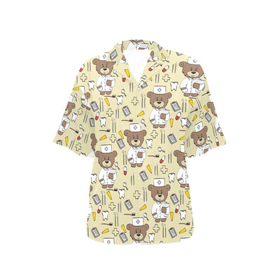 Nurse Bear Pattern Print Design A02 Women's Hawaiian Shirt